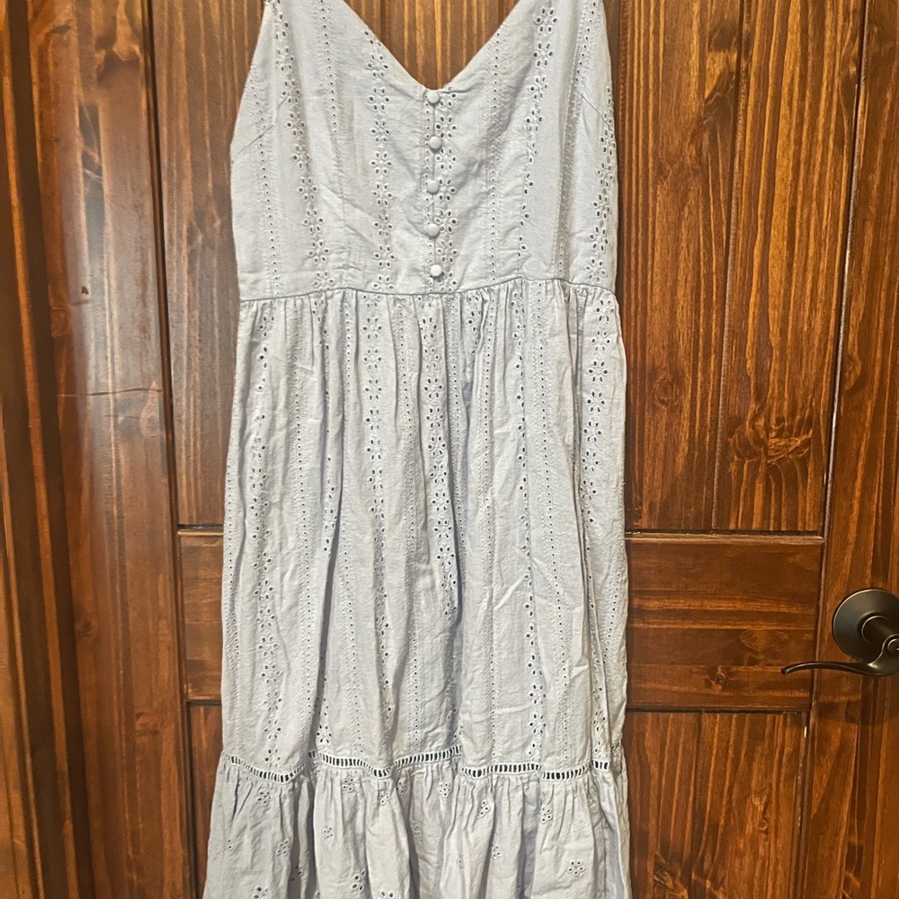 Entro Light Blue Eyelet Midi Dress